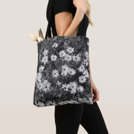 Bolsa Tote Flores pretas e brancas
