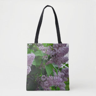 Bolsa Tote Flores primavera lilás púrpuras