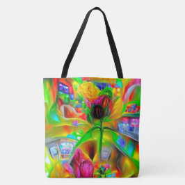 Bolsa Tote Flores Psicodélicas abstrato