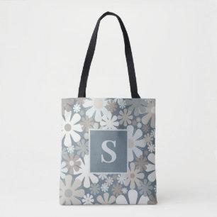 Bolsa Tote Flores Retro Anos 60 70 Estético Padrão Floral