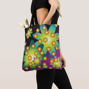 Bolsa Tote Flores Retro Coloridas