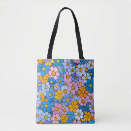 Bolsa Tote Flores Retro dos anos 70