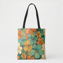 Bolsa Tote Flores Retro dos anos 70