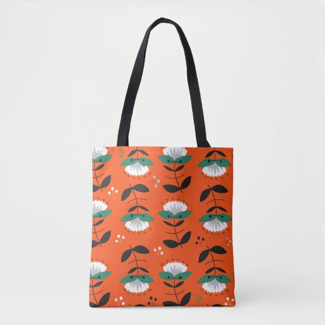Bolsa Tote Flores retrorreflectoras, folhas: padrão uniforme. (Frente)