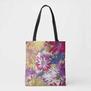Bolsa Tote Flores retros, florais, vermelhas, buquê, flores