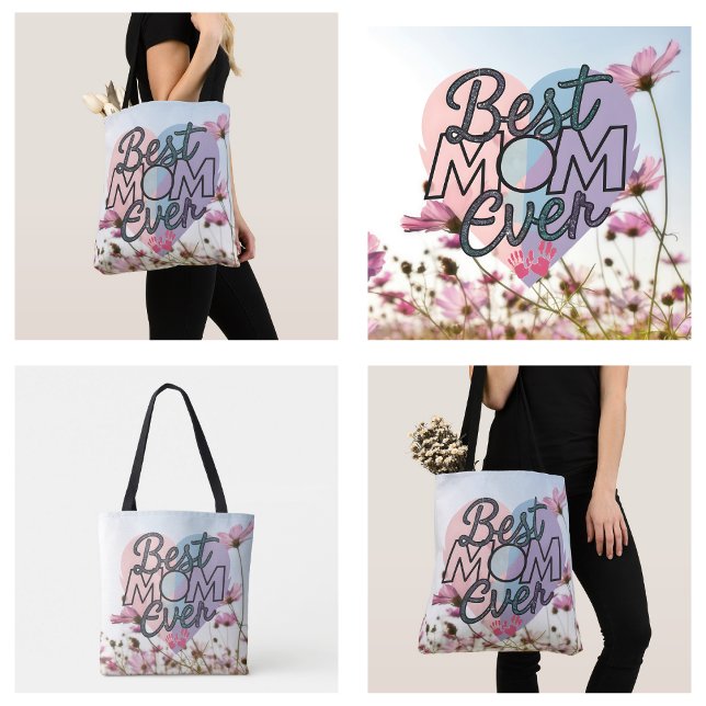 Bolsa Tote Flores Rosa, A Melhor Mãe, Dia de as mães Feliz (Pink Flowers Best Mom Ever Happy Mother's Day Tote Bag)