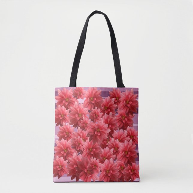 Bolsa Tote Flores Rosa Arte Botânica (Frente)