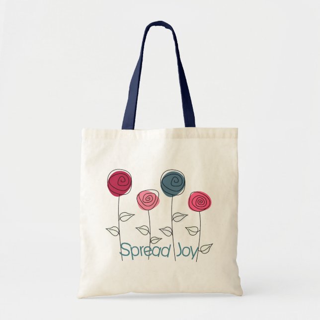 Bolsa Tote Flores Rosa Azul Espalhar Alegria (Frente)