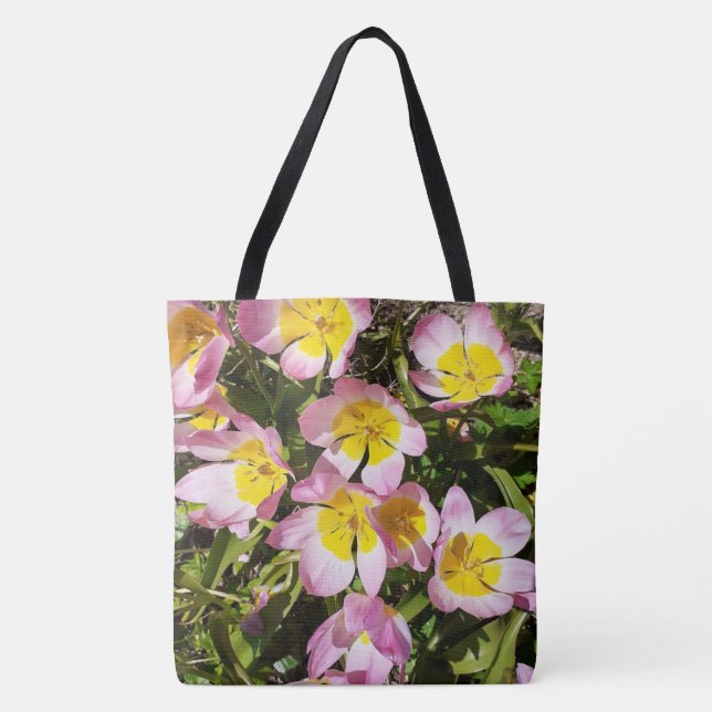 Bolsa Tote Flores Rosa e Amarelo (Frente)