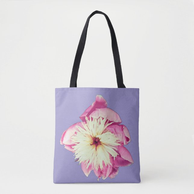 Bolsa Tote Flores rosa e creme (Frente)