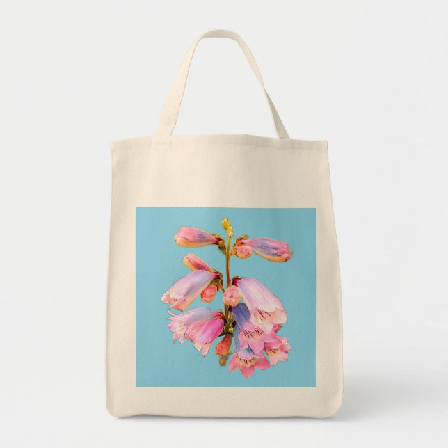 Bolsa Tote Flores rosa e roxa (Frente)