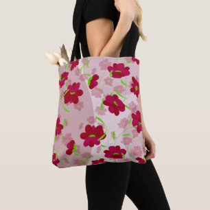 Bolsa Tote Flores rosa e vermelha - Floral