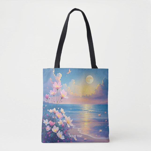 Bolsa Tote Flores Rosa Marinhas Fantasmas (Frente)