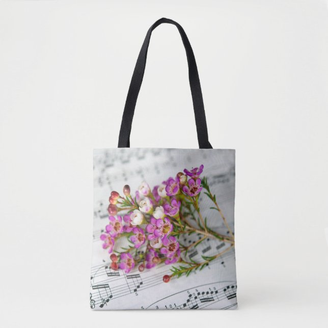 Bolsa Tote flores rosa na música (Frente)