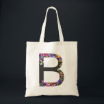 Bolsa Tote Flores Roxas Botânicas Letra B Monograma<br><div class="desc">Flores Roxas Botânicas Letra B Monograma Tote Bag | Saco de tota de monograma moderno e elegante,  com ilustração aquosa das flores com fundo de carvão. Este saco botânico será um presente personalizado perfeito. Outras letras e cores estão disponíveis.</div>