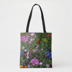 Bolsa Tote Flores Roxas e Azuis