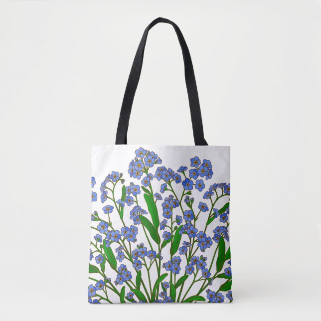 Bolsa Tote Flores Roxas, Esqueçam-Me Não De Flor Selvagem (Frente)