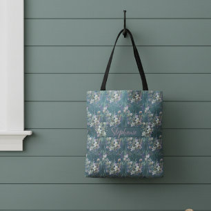 Bolsa Tote Flores Rústicas Elegantes No Monograma Da Madeira