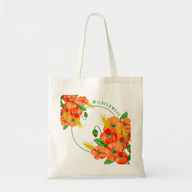 Bolsa Tote Flores selvagens aquarela (Frente)