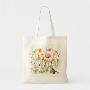 Bolsa Tote Flores selvagens Aquarela Retro Vintage Arte Flora
