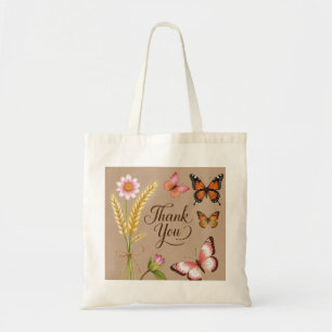 Bolsa Tote Flores selvagens boêmicas, borboletas, pedúnculos