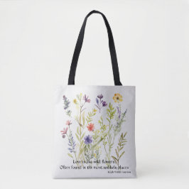 Bolsa Tote Flores Selvagens, citação editável por Ralph Waldo