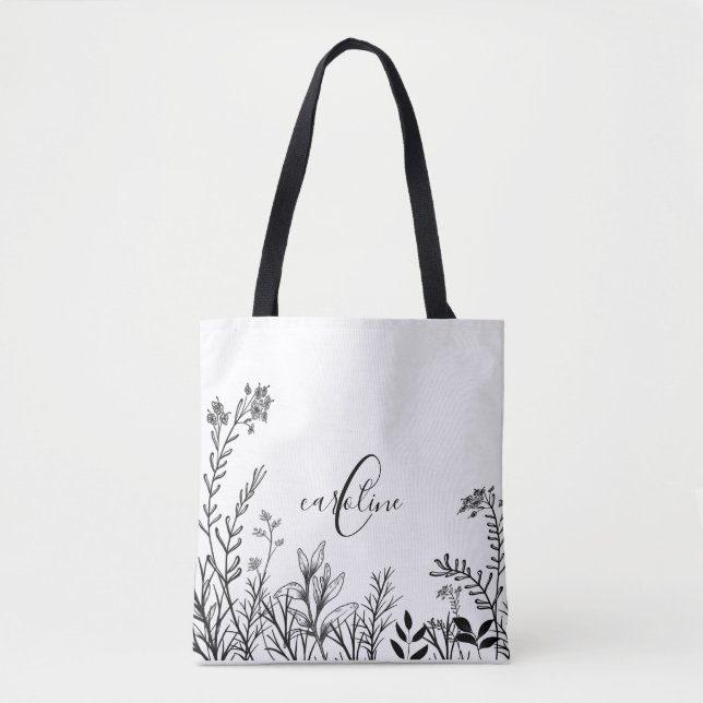 Bolsa Tote Flores Selvagens de Monograma Rabiscos  (Frente)