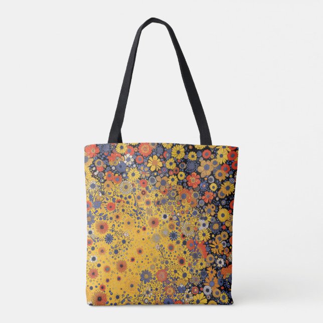 Bolsa Tote Flores selvagens em fundo amarelo (Verso)
