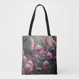 Bolsa Tote Flores Selvagens, Rosa e Roxo, Elegantes