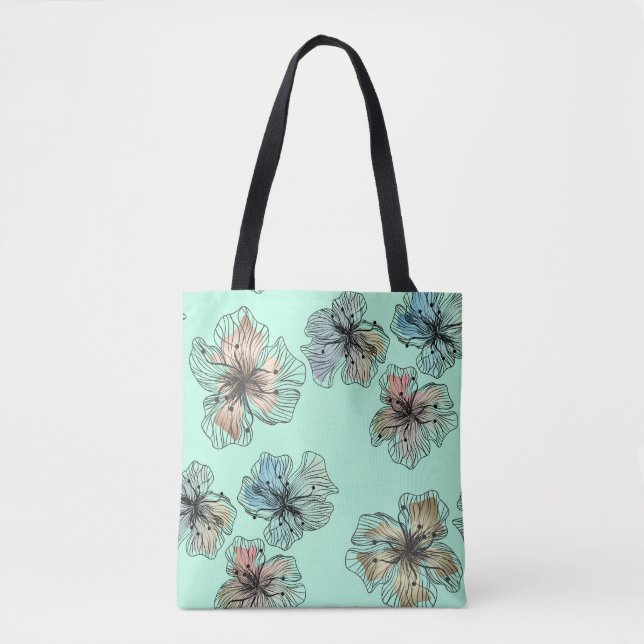 Bolsa Tote Flores sem esboços, flores abstrato modernas (Frente)