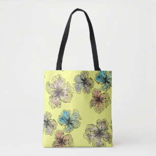 Bolsa Tote Flores sem esboços, flores abstrato modernas