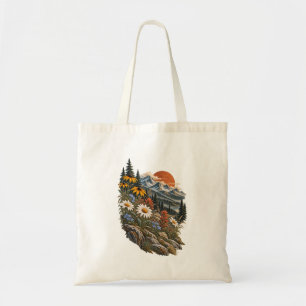 Bolsa Tote Flores Silvestres Alpinas Pôr do Sol Montanhoso Pa