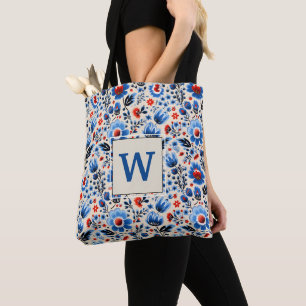 Bolsa Tote Flores Silvestres Azuis Elegantes e Femininas Pers