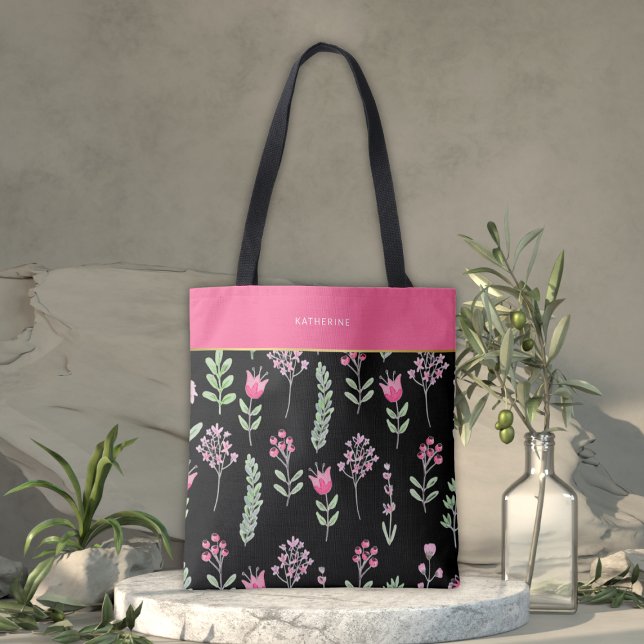 Bolsa Tote Flores Silvestres Boho Rosa Feminino Moderno (Criador carregado)