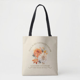 Bolsa Tote Flores silvestres de aquarela folhas outono aspas