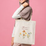 Bolsa Tote Flores silvestres, dons de brida, favores de noiva<br><div class="desc">Flores selvagens presentes de noiva festas noivas favorecem sacos de tote personalizados. Flores silvestres de aquarela para um tema de flores de jardim.</div>