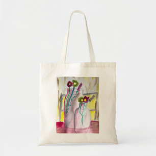 Bolsa Tote Flores silvestres em arte abstrata de vaso