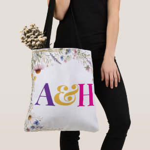 Bolsa Tote Flores Silvestres Floral Botânico, Monograma Editá