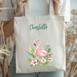 Bolsa Tote Flores tropicais cor-de-rosa