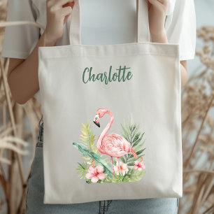 Bolsa Tote Flores tropicais cor-de-rosa