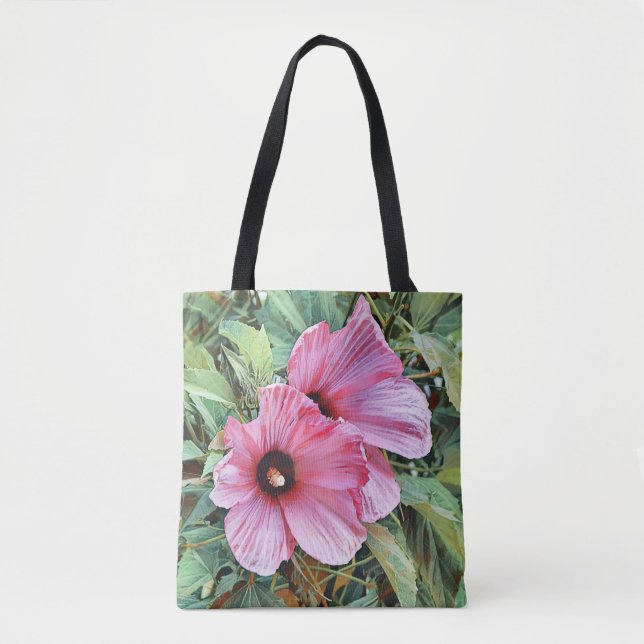 Bolsa Tote Flores Tropicais Cor-de-rosa Arte Bag (Frente)