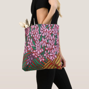 Bolsa Tote Flores tropicais de Cone Ginger Alpinia Rosa