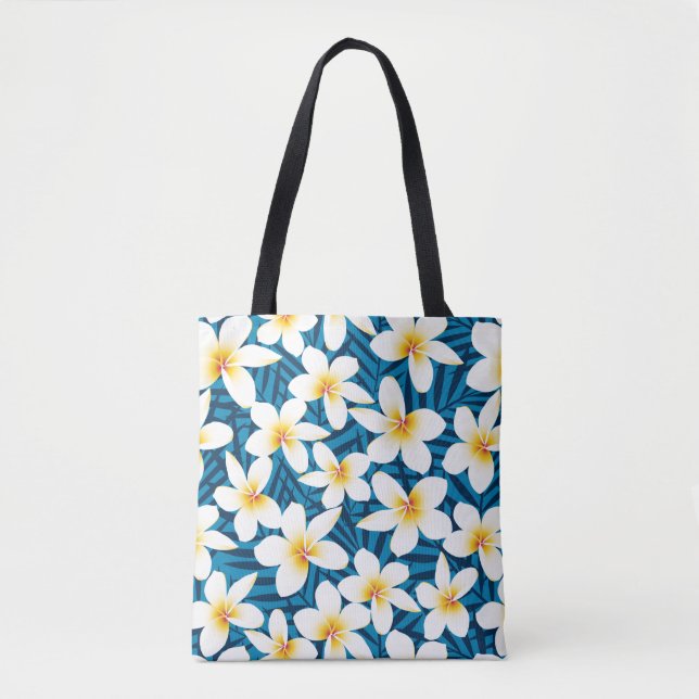 Bolsa Tote Flores tropicais de frangipanos (Frente)