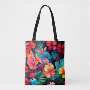 Bolsa Tote Flores Tropicais De Laranja Floral Com Folhas-6677