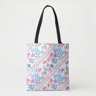 Bolsa Tote Flores tropicais desenhadas à mão, padrão das folh