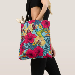 Bolsa Tote Flores Tropicais e Beija-flor - Botanica de Verão
