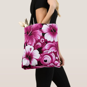 Bolsa Tote Flores tropicais havaianas Hibiscus cor-de-rosa br
