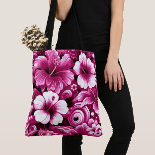 Bolsa Tote Flores tropicais havaianas Hibiscus cor-de-rosa br