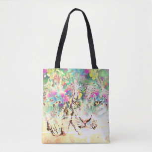 Bolsa Tote Flores tropicais-leopardo-da-neve Animal do Havaí