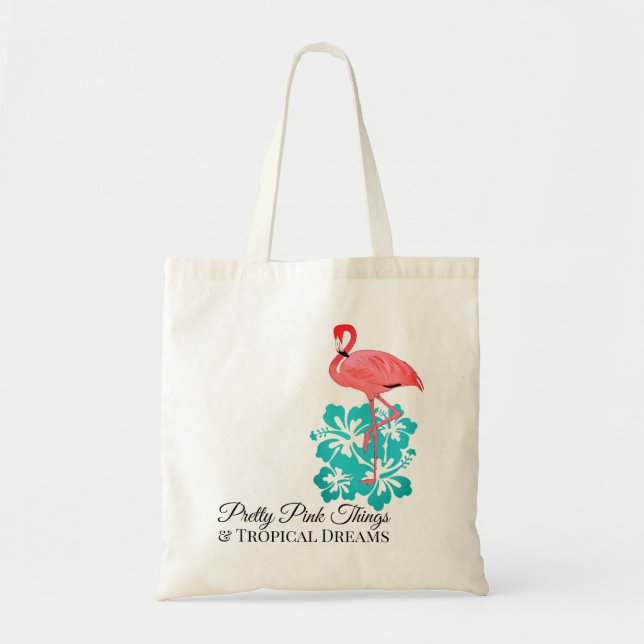 Bolsa Tote Flores Tropicais Rosa Flamingo (Frente)